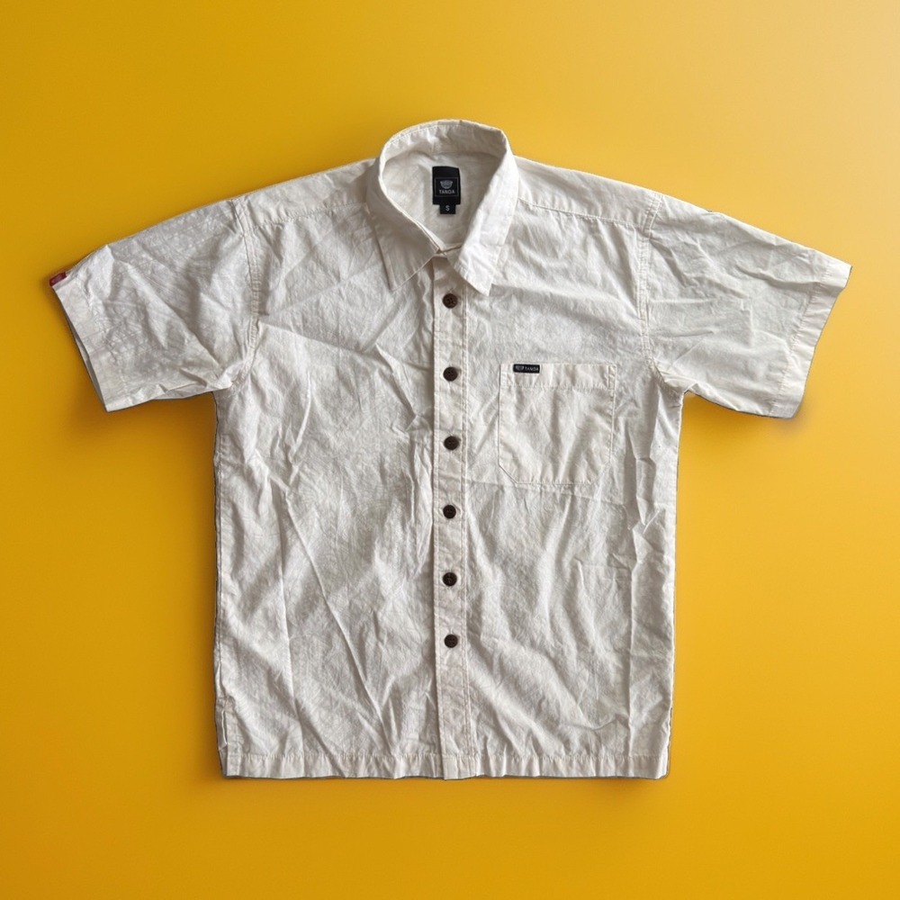 Tanoa Men's White Tropical Button Up Shirt Short Sleeve Size S Casual Resort